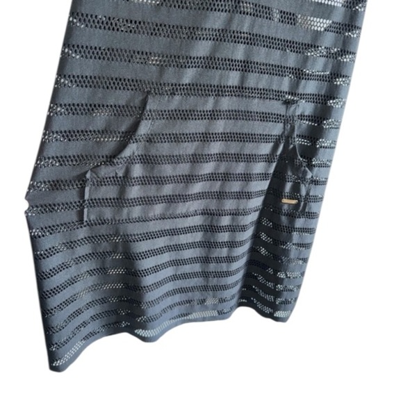 Calvin Klein Crochet Black Stripe Cover-Up Tunic Sz S/M Hooded Racerback Beachy - Picture 12 of 13